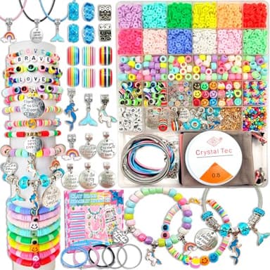 leitait Girls Toys Bracelet Making Kit -3400pcs Charm Jewelry Making Kit Supplies,Unicorn/Mermaid Crafts Birthday Christmas Gifts for Girls Ages 5 6 7 8 9 10 11 12 Years Old