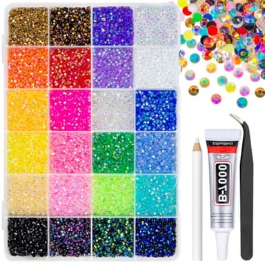 qiipii 24 Color 13800pcs 3mm Jelly Resin Rhinestones for Bedazzling Crafting Flatback Stones Colorful AB Gems Diamonds for Nails Eyes Face Makeup Tumblers Bottles DIY Crafts Clothes Shoes Phones