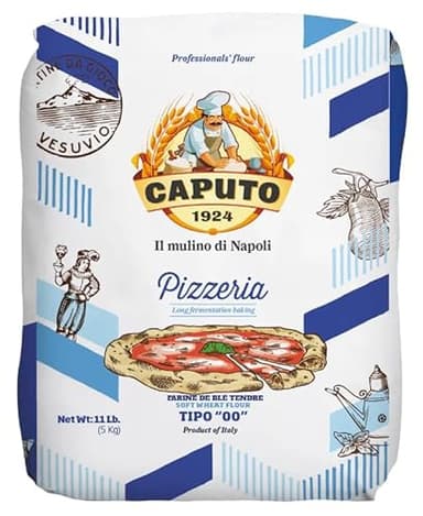 Antimo Caputo Pizzeria Flour Blue, 11 Pound (5Kg) Bag - Italian 00 Flour - Soft Wheat for Pizza Dough - Makes that Perfectly Elastic, Chewy, Crispy Bubble Neapolitan Pizza