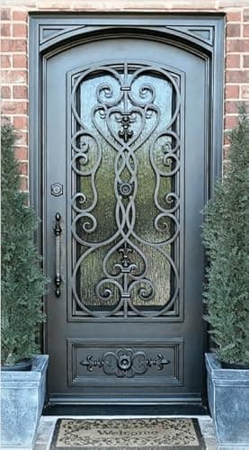 SINDA Iron Single Handles Door Exterior Entry Front Door Prehung Door, Oil Rubbed Bronze, 36" W x 81" H