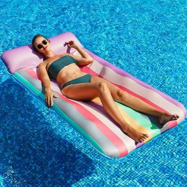 PARENTSWELL Oversized Pool Float - 72" x 36", X-Large, Fabric-Covered Pool Lounger with Headrest