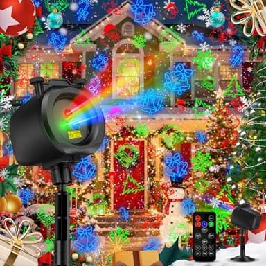 4 Slides 32 Patterns Christmas Projector, Christmas Lights Projector Outdoor, Moving RGB Firefly Lights with Remote & Timer, Christmas Decor Holiday Decorations for Outdoor Indoor (DarkBlack)