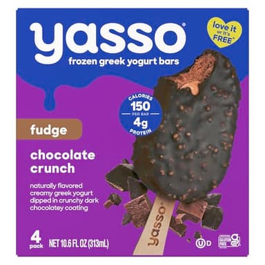 Yasso Frozen Greek Yogurt Bars Fudge Chocolate Crunch Bars 4 Count for a ridiculously creamy frozen snack made with the goodness of greek yogurt 2.65fl oz