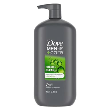 DOVE MEN + CARE 2 in 1 Shampoo and Conditioner Fresh & Clean for Clean Hair Shampoo and Conditioner for Stronger, Healthy Hair Everyday 31 oz
