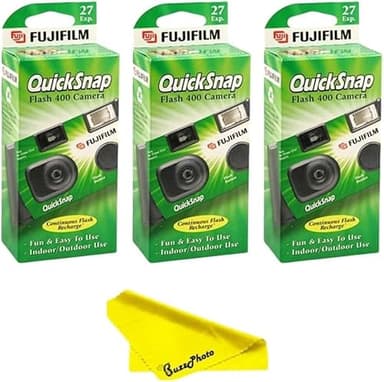 Fujifilm QuickSnap Flash 400 One Time Use 35mm Camera with Flash, 27 Exposures (3 Pack)