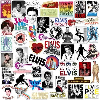 Elvis Presley 50ct Vinyl Large Deluxe Stickers Variety Pack – Die Cut Decals for Laptop, Water Bottle, Scrapbooking, Tablet, Indoor/Outdoor