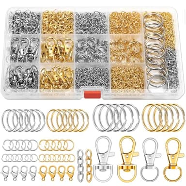 PAXCOO 990PCS Keychain Making Kit, Keychain Craft Supplies Including Key Chain Hooks, Lobster Clasps, Key Rings and Jump Rings for Key Chain Making and Jewelry Making