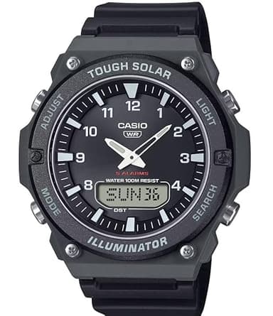 Casio AQ-S820W Series | Black/Black | Tough Solar | World Time | LED Illuminator | Ana-Digital Watch