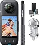 Insta360 X3 - Waterproof 360 Action Camera with 1/2" 48MP Sensors 5.7K 360 Active HDR Video 72MP 360 Photo 60fps 2.29" Touchscreen with Extendable Selfie Stick and 50M Dive Case Housing Kit