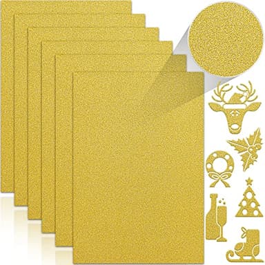 Twavang 24 Sheets Gold Glitter Cardstock Paper, A4 Premium Sparkly Paper for Scrapbook, DIY Projects, Party Decoration, Gift Box Wrapping 250GSM/92lb