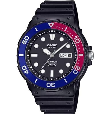 Casio MRW-230H Series | Black/Blue/Red | Rotating Bezel | 100M Water Resistant | Day-Date Indicator | Analog Watch