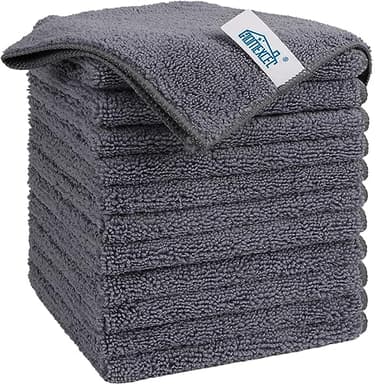 HOMEXCEL Grey Microfiber Cleaning Cloth, 12 Pack Premium Microfiber Towels for Cars, Lint Free, Scratch-Free, Highly Absorbent, Reusable Cleaning Rags for Car, Household, Kitchen, Window, 11.5"X11.5"