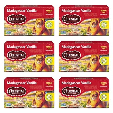 Celestial Seasonings Rooibos Madagascar Vanilla Herbal Tea, Caffeine Free, 20 Tea Bags Box (Pack of 6)