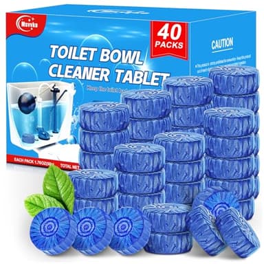 Msvvko Toilet Bowl Cleaner Tablets 40 Pcs, Septic Safe Automatic Toilet Tank Cleaner with Sustained-Release Technology, Powerful Long-Lasting Blue Tabs for Bathroom Stain Remover & Deodorizer