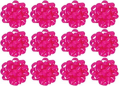 The Gift Wrap Company Decorative Confetti Gift Bows, Medium, Magenta, pack of 12