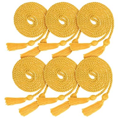Whaline 6Pcs Gold Graduation Honor Cords, Grad Tassel Cords 67.7 Inch National Honors Society Gold Braided Cords for College Graduates Bachelor Master Doctor Grad Ceremony
