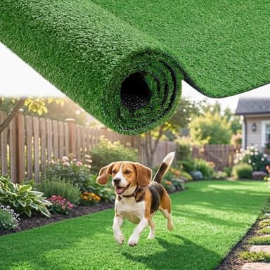 RizzLeaf 7 FT x 12 FT Artificial Grass Turf - 0.4" Pile Height Extra Large Realistic Fake Grass Rolls with Drainage Holes, Outdoor Indoor Landscape Lawn Carpet Rug for Patio, Balcony