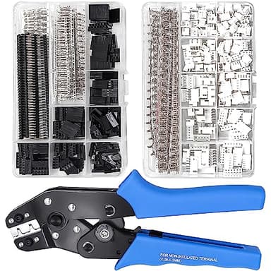 Taiss Dupont Crimping Tool Kit Ratcheting Wire Crimper with 2.54mm 600PCS Dupont Connectors and 560PCS JST XH Connectors,Dupont Crimper,JST Crimper(0.08-0.5mm² 28-20AWG)