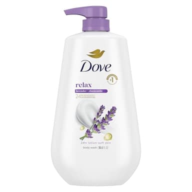Dove Body Wash with Pump Relax Lavender Oil & Chamomile For 24hr Lotion-Soft Skin Moisturizing Skin Cleanser with No Sulfates No Parabens 30.6 Oz