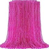 Batiyeer 200 Pcs Breast Cancer Awareness Accessories Pink Beaded Necklace Breast Cancer Awareness Necklaces Bulk 31.5 Beaded Costume Necklace for Party Favors