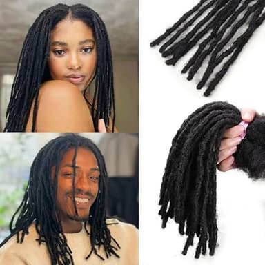 12 inch 30 Stands 0.4cm Interlocking Loc Extensions Human Hair, Dreadlock Extensions Human Hair Handmade Permanent Dreads Extensions for Men/Women/Kids Natural Black (12 inch 30 Strands 1B 0.4cm)