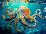 Cross & Glory - Deep Blue Octopus Odyssey - 1000 Piece Jigsaw Puzzle for Adults | Best New Marine Artwork Puzzle | Unique Brain Teaser