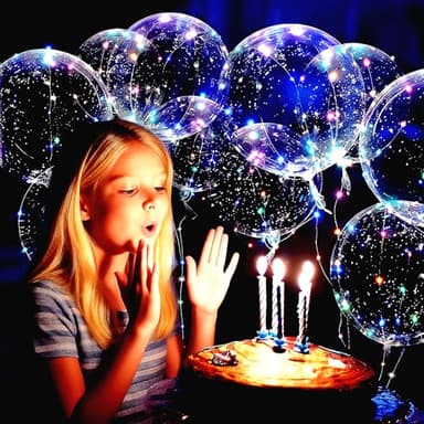LED Bobo Balloons 10 PACKS,20 Inches Light Up Balloons Helium Style,Glow Bubble Balloon for Christmas Wedding Birthday Valentines Day Halloween Party Supplies Decorations (Colorful)