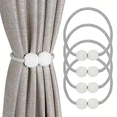 4 Pack Magnetic Curtain Tiebacks, Curtain Tiebacks Buckles Holdbacks Holders for Home Bedroom Office Decorative Curtain(Grey)