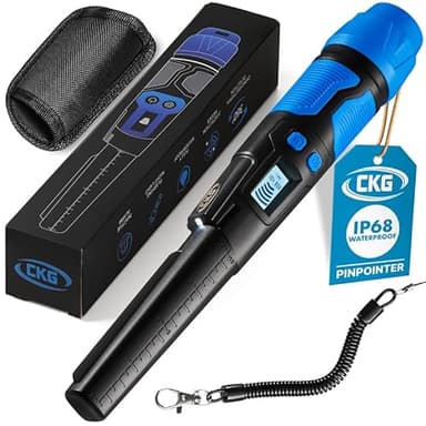 CKG Metal Detector Pinpointer 360° Detection, Professional Metal Detector Wand for Adults with LCD Screen & 3 Alert Modes, Fully Waterproof IP68, Color Blue