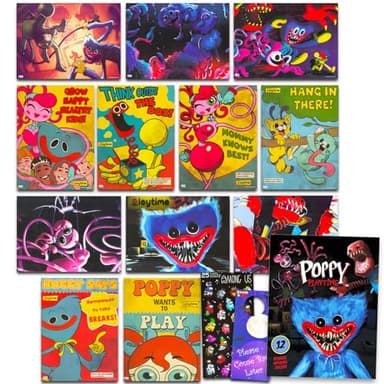 Nintendo Poppy Play Time Poster Book Set - Bundle with 12 Poppy Play Time Posters Featuring Huggy Wuggy, Mommy Long Legs, More | Poppy Play Time Room Decor for Kids, Teens, Adults