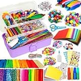 FUNZBO Easter Arts and Crafts Supplies for Kids - Crafts Kits with Pipe Cleaners, Construction Paper, Pom poms, Googly Eyes, Crafts for Kids Ages 4-8, School Craft Projects, Birathday Gifts for Girls