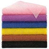 BHYTAKI 6 Pieces African Net Sponge African Exfoliating Net Long African Bath Sponge Washcloth Shower Net African Body Scrubber Net for Skin Smoother Daily Use(Pink,Yellow,Purple,Black,Blue,Brown)