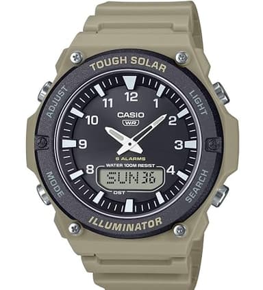 Casio AQ-S820W Series | Black/Beige | Tough Solar | World Time | LED Illuminator | Ana-Digital Watch