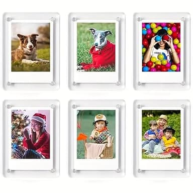 HOFURME 6 Pack Acrylic Fridge Magnetic Picture Frames, 3x5 Inch Magnetic Clear Photo Frames Fit 3x5 and 4x6 Picture for Refrigerator/Locker/Wall, Compatible with Polaroid Camera Photos