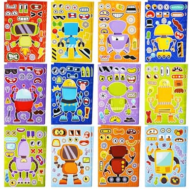 JOYIN 24 Sheets 9"x6" Make a face Stickers for Kids, Make Your Own Robot Stickers, Party Favors Kids Crafts, Goodie Bags Stuffers Classroom Activities