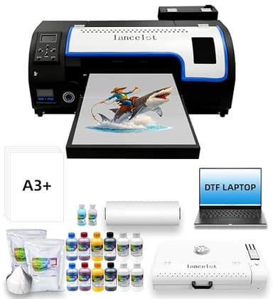 Lancelot M1630 Pro DTF Printer Bundle with Laptop 13" Auto-Maintenance DTF Printer 2X Speed of L1800 White Ink Circulation & Auto Cutter for T-Shirt, Apparel, and Fabric Printing