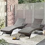 Asifom 79'' Long Reclining Chaise Lounge Set (Set of 2), Outdoor Wicker Reclining Lounge Chair Patio Rattan Double Chaise Lounge Lawn Sunbathing Chairs Beach Pool Backrest Recliners (Set of 2)