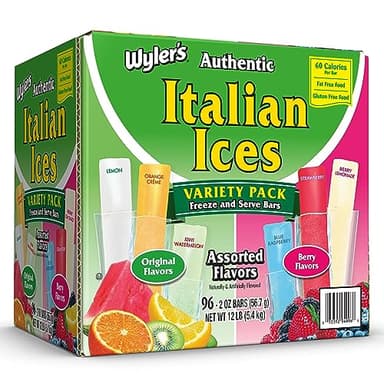 Wyler's Authentic Italian Ice, Fat Free Freezer Bars, Assorted Flavors (96ct - 2oz bars)