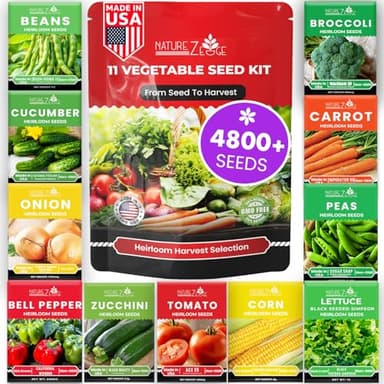 11 Heirloom Seeds for Planting Vegetables and Fruits, 4800 Survival Seed Vault and Doomsday Prepping Supplies, Gardening Seeds Variety Pack, Vegetable Seeds for Planting Home Garden Non GMO