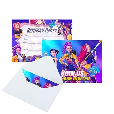 YEEFIGRO 16pcs Demon Movie Hunters Birthday lnvitation Cards Gift Cards with Envelopes for Demon Movie Hunters Theme Party Supplies