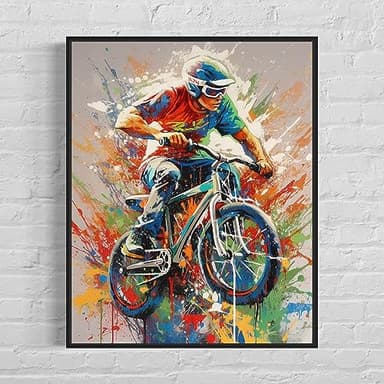HomeArtPrint BMX Motocross Abstract Art Print Poster, Wall Art Painting Decor. Paint Splash Style Artwork For Bedroom Bathroom Office Home 70 (BMX Motocross, 8 x 10 inches, Unframed)