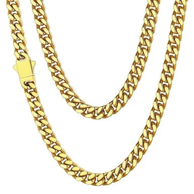 ChainsHouse Mens Cuban Link Chain, Gold Plated Miami Cuban Chain Necklace for Men, 5mm Wide Hip Hop Mens Jewelry, 20"