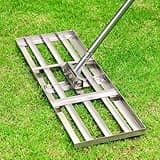 Lawn Leveling Rake 30x10 inch, Heavy Duty Lawn Leveling Rake with 6.5FT Adjustable Handle, Stainless Steel Effort Saving Levelawn Tool for Grass, Golf Field, Level Soil or Dirt Ground