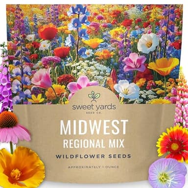 Midwest Regional Mix - Large 1 Ounce Packet - 15,000 Flower Seeds for Planting - Wildflower Mix
