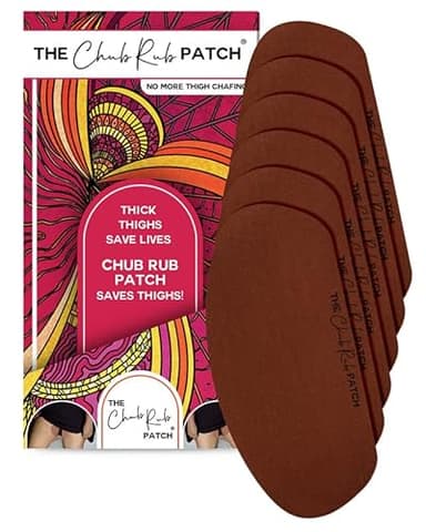 The Chub Rub Patch for Thighs (AS SEEN ON SHARK TANK), Anti Chafe Thigh Chafing Prevention Friction Tape Patches, Anti Chafing Skin Tape for Inner Thigh Rubbing Prevention Women (3 Pairs), Chestnut