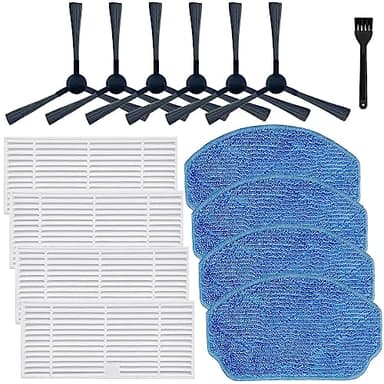 Replacement Parts Compatible for MAMNV BR151 BR150,ZCWA BR150 BR151,MANVINS G20,ONSON BR150 BR151,for Kilgone G20,2-in-1 Robot Vacuum and Mop Combo Accessories,4 Filters,4 Mop Pads,6 Side Brushes