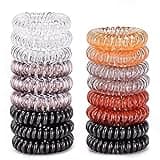 Teqifu Hair Ties, 17 Pack Spiral Coils for Thick and Thin Hair - No Crease Ponytail Holders for Women and Children