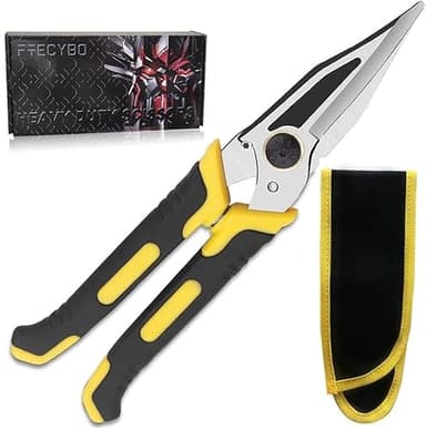 FTECYBO 9-Inch Heavy Duty Scissors, Multifunction Shears for Cutting Cable Wires, Cardboard, Vinyl Siding, Straight Snips (Reinforce)