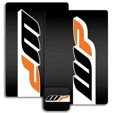 WP Fork & Shock Suspension Decals (Black/Orange/White on Carbon)