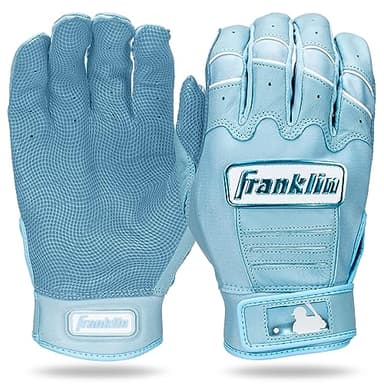 Franklin Sports MLB Baseball Batting Gloves - CFX Pro Adult + Youth Batting Gloves Pair - Baseball + Softball Gear - Premium Pro-Quality Leather - Carolina Blue Highlight - Adult Small